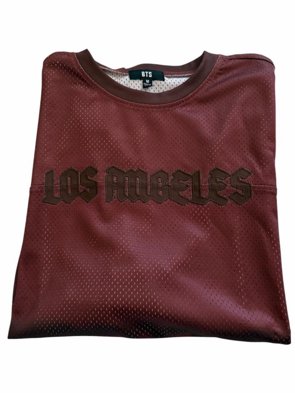Official Arirang BTS Los Angeles Burgundy Mesh Jersey T-Shirt Medium